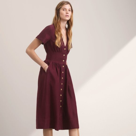Wilfred Dresses & Skirts - Wilfred With Linen Button Down Midi Length Dress
